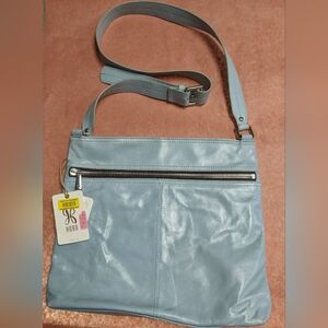Hobo Light Blue Leather Crossbody Bag